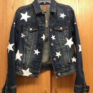 Painted white stars denim jean jacket